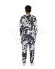 Black & White Leaves Print Polyester Modal Kurta Pant Set