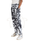 Black & White Leaves Print Polyester Modal Kurta Pant Set